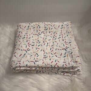 Red Rover Baby Blanket Colorful Sprinkles White Cotton Muslin Swaddle Lovey